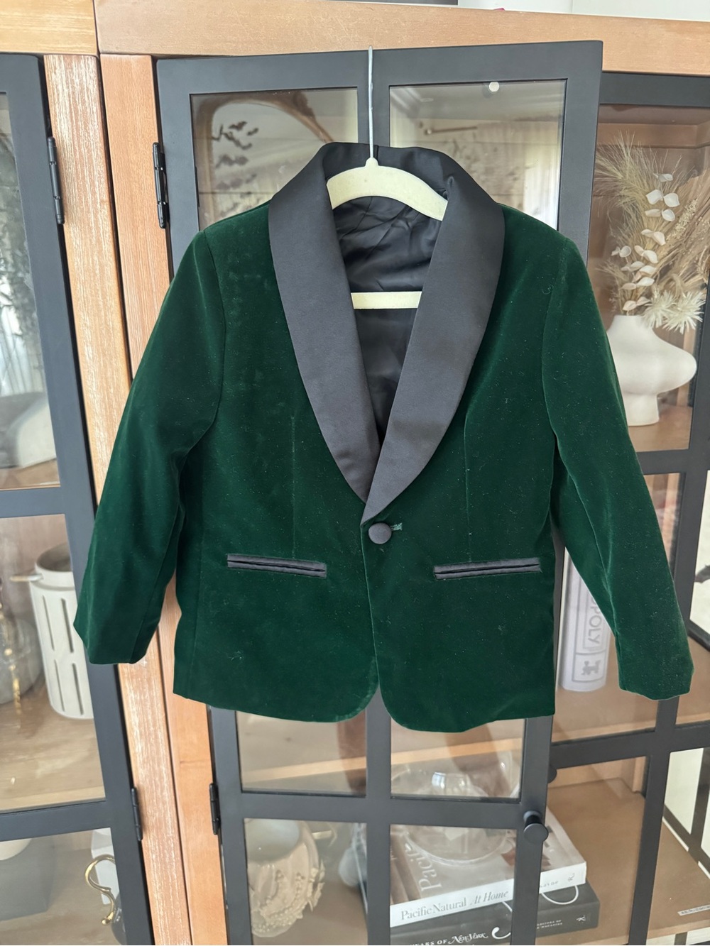 Velvet Blazer suit jacket lapel shawl collar formal button toddler boy emerald